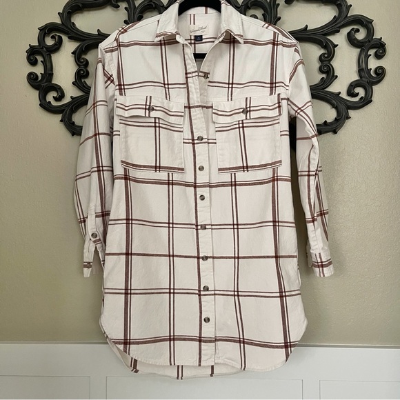 Universal Thread Long Sleeve Button Down Shirt Dress XS | Plaid Flannel - Picture 4 of 16